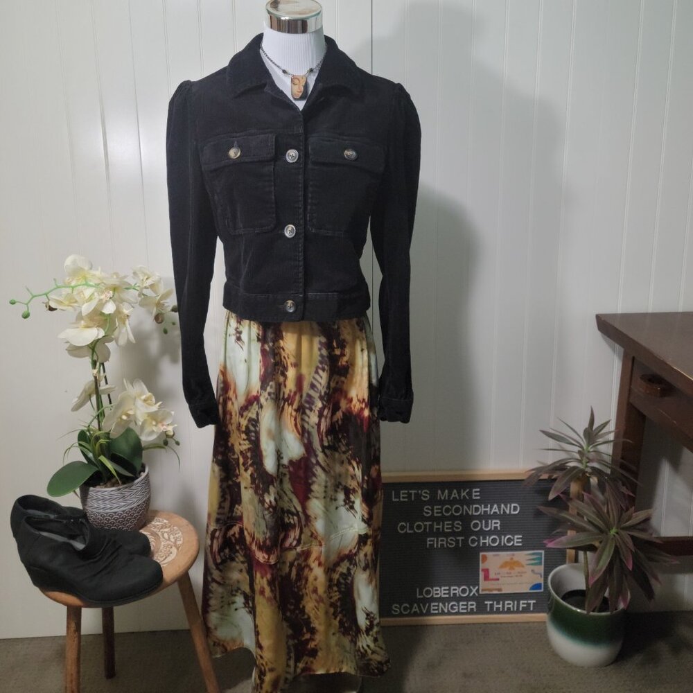 Boden Black Corduroy Cropped Friends Gilmore Y2k Dark Academia Trucker Jacket - Picture 8 of 12